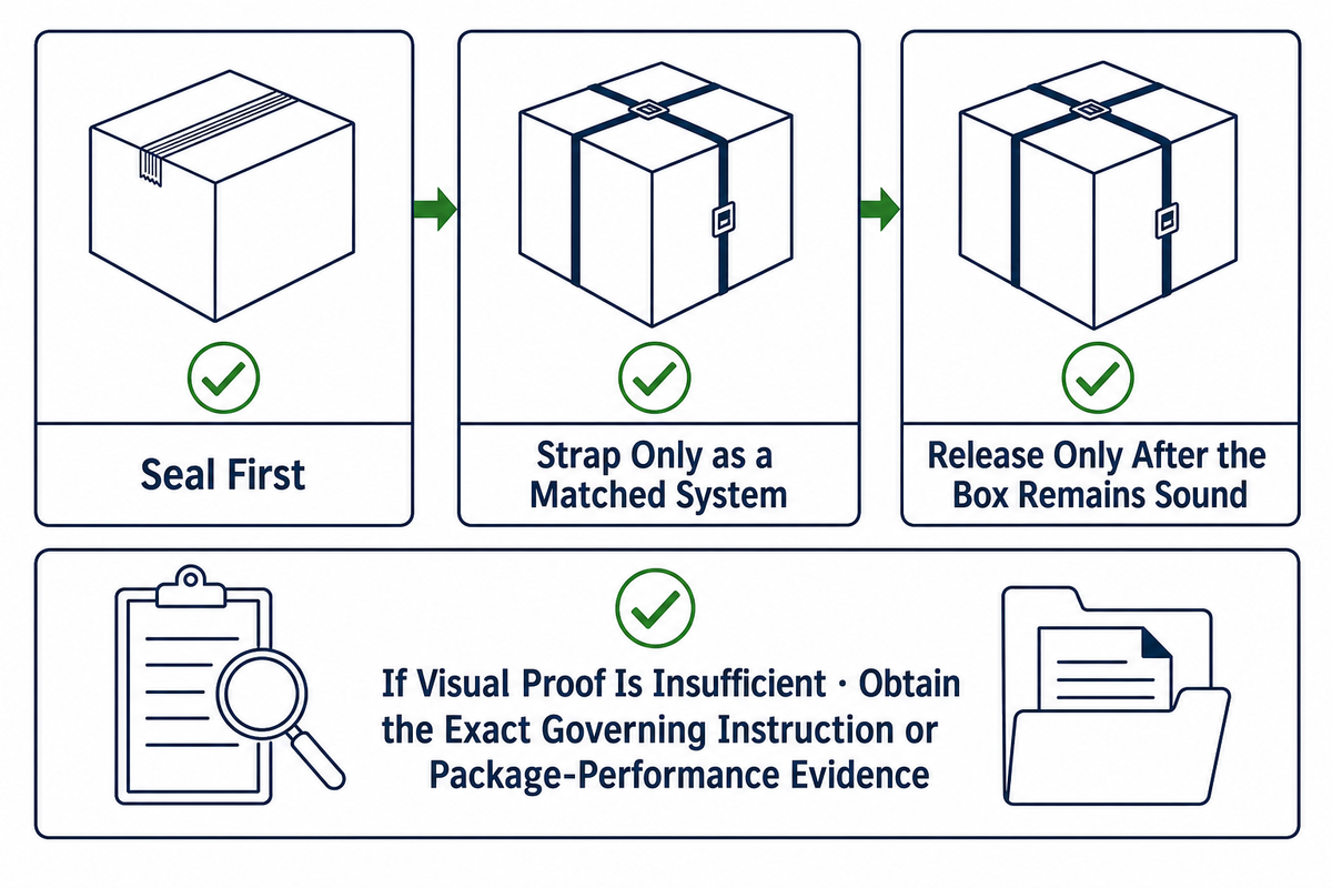 Final release principle for a strapped shipping carton