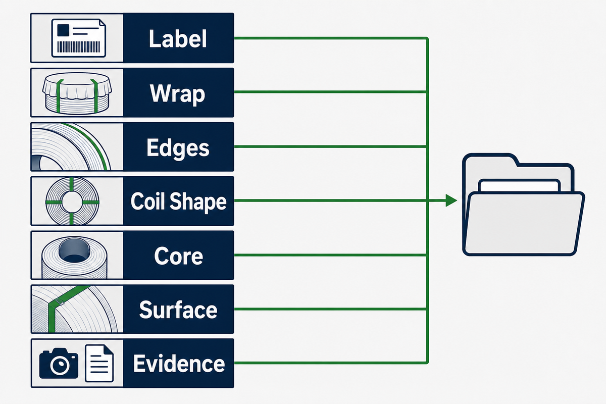 Receiving inspection workflow for a polyester strapping roll