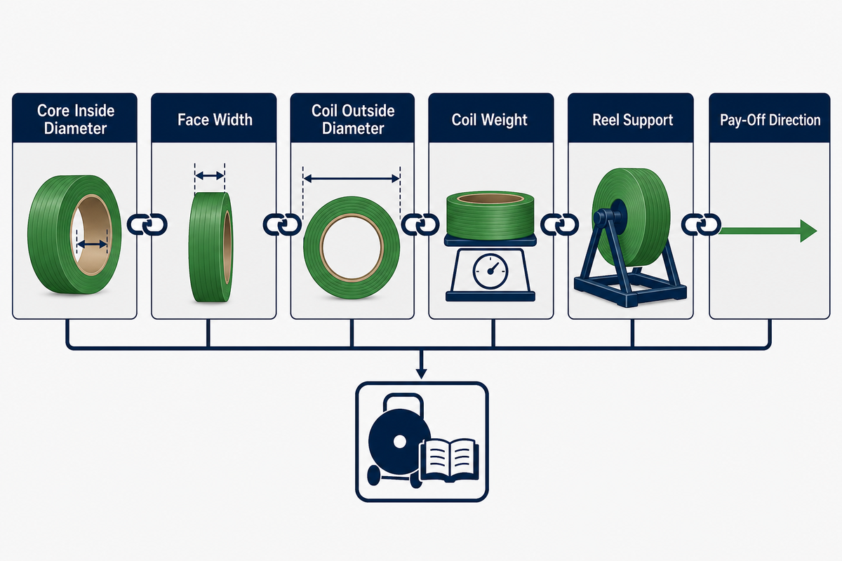 Core, coil, dispenser and pay-off compatibility chain