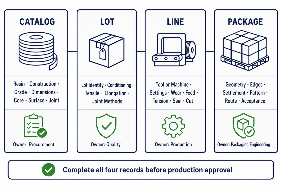 The Four-Record Purchase Handoff: Catalog, Lot, Line, Package — UD Packaging