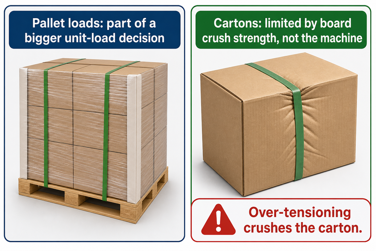 Machine Choice by Application -- Pallets vs. Cartons and Boxes — UD Packaging