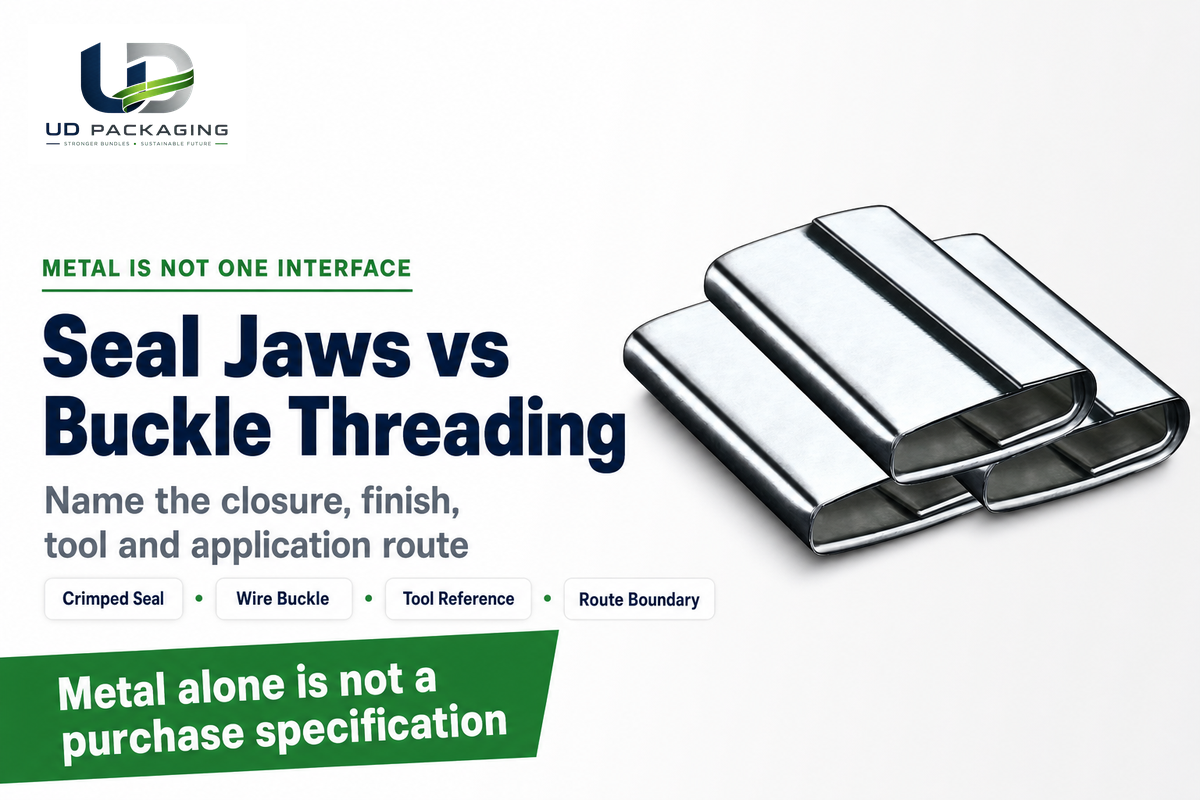 Metal strapping seals and buckles require different tool interfaces