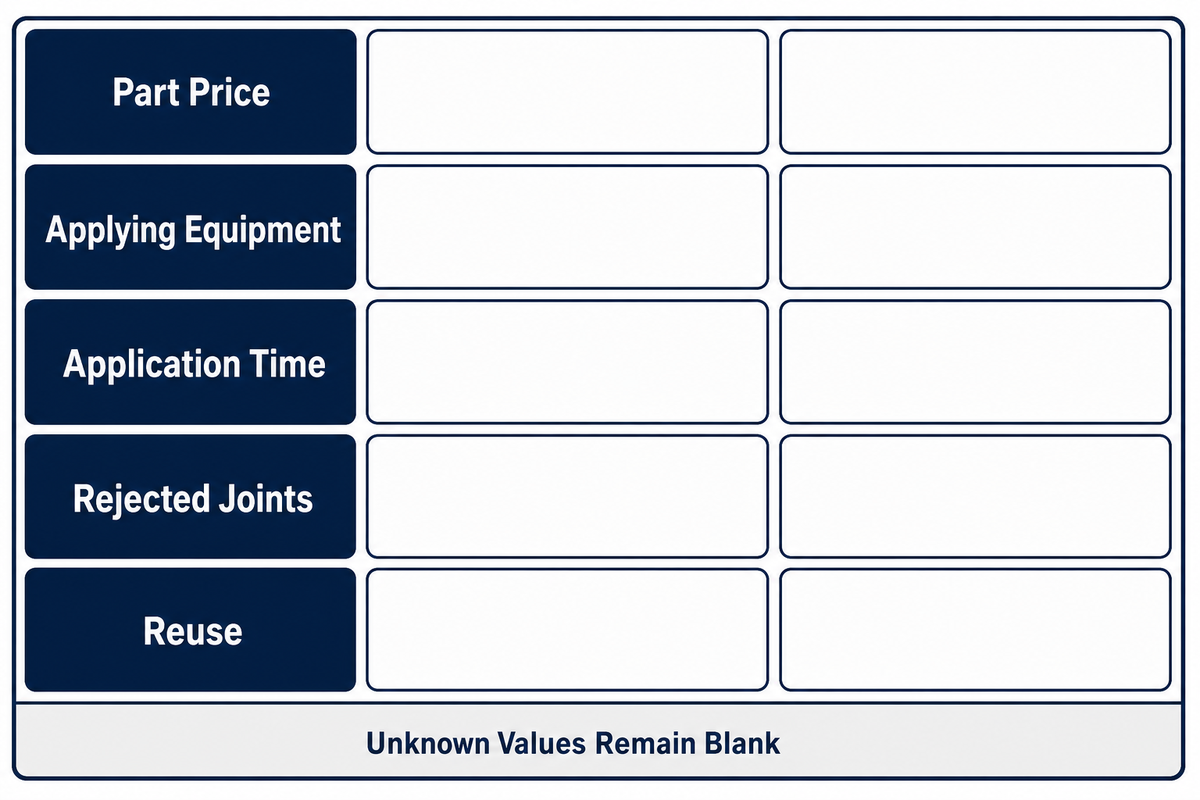 Five shared inputs for comparing cost per accepted strapping joint
