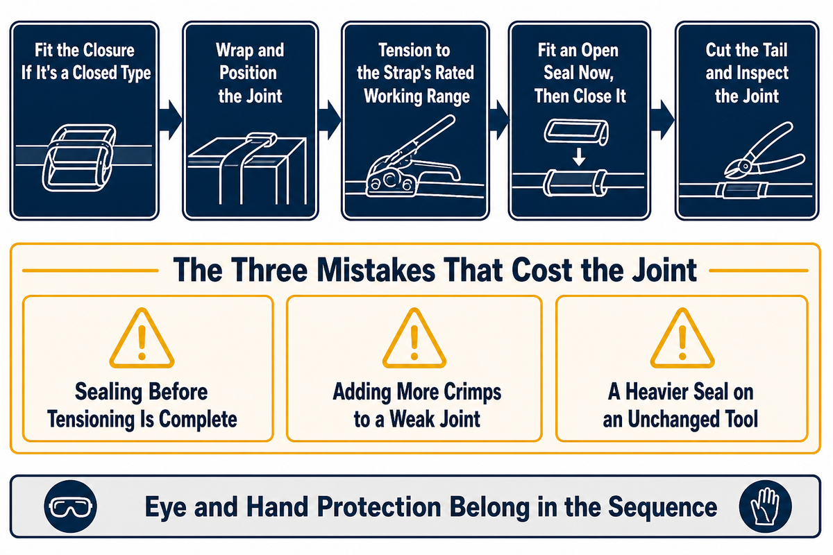 The tension, seal and cut sequence with the three mistakes that cost the joint