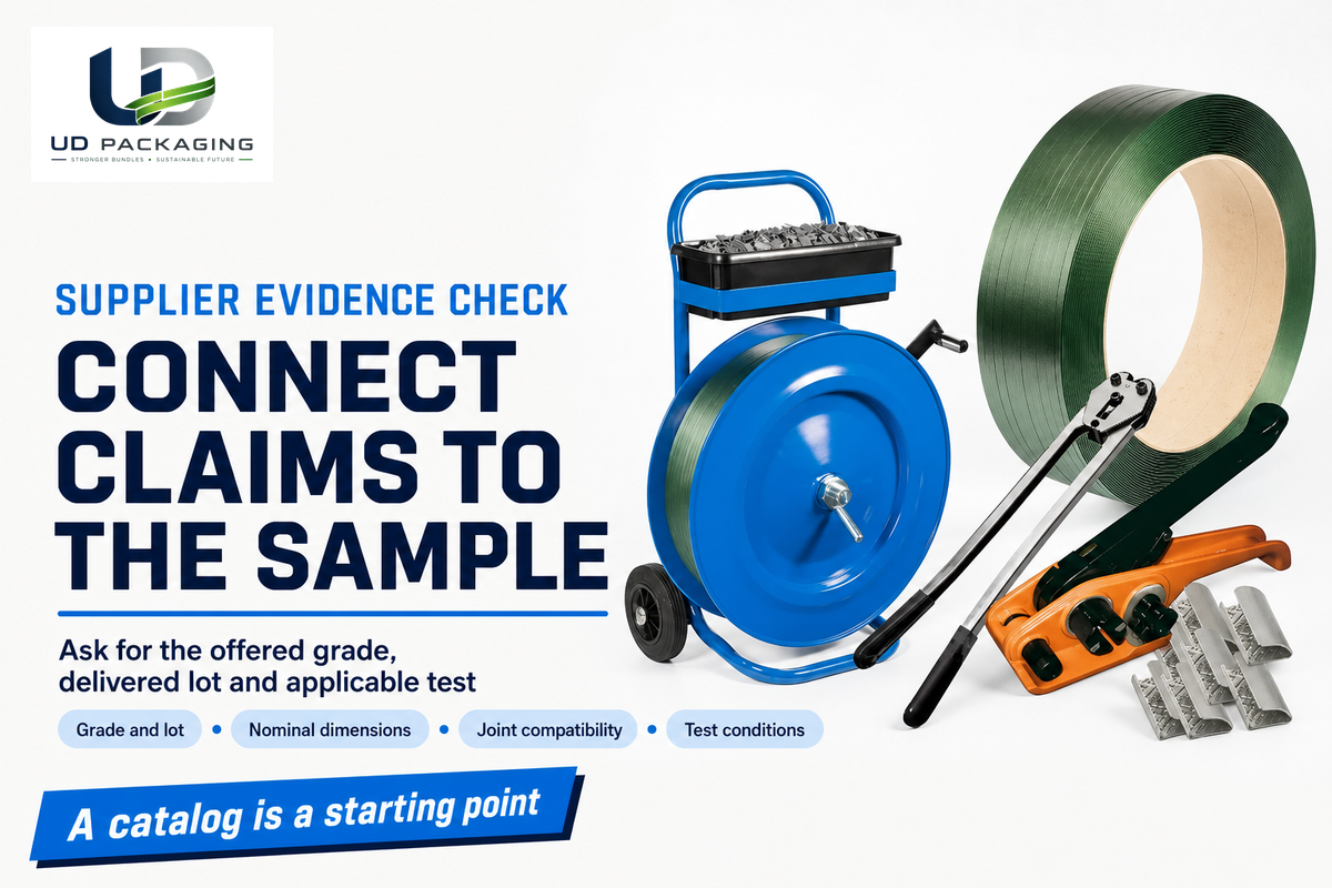 Request grade, lot, joint compatibility and applicable test conditions for the offered strapping system.