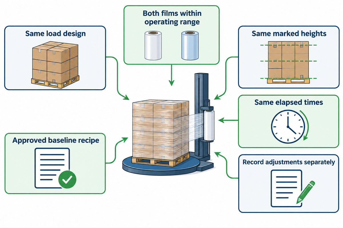 Match load, wrapper, measurement position and elapsed time; record grade-specific changes separately.