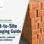 Construction and building packaging guide cover with a strapped palletized carton load