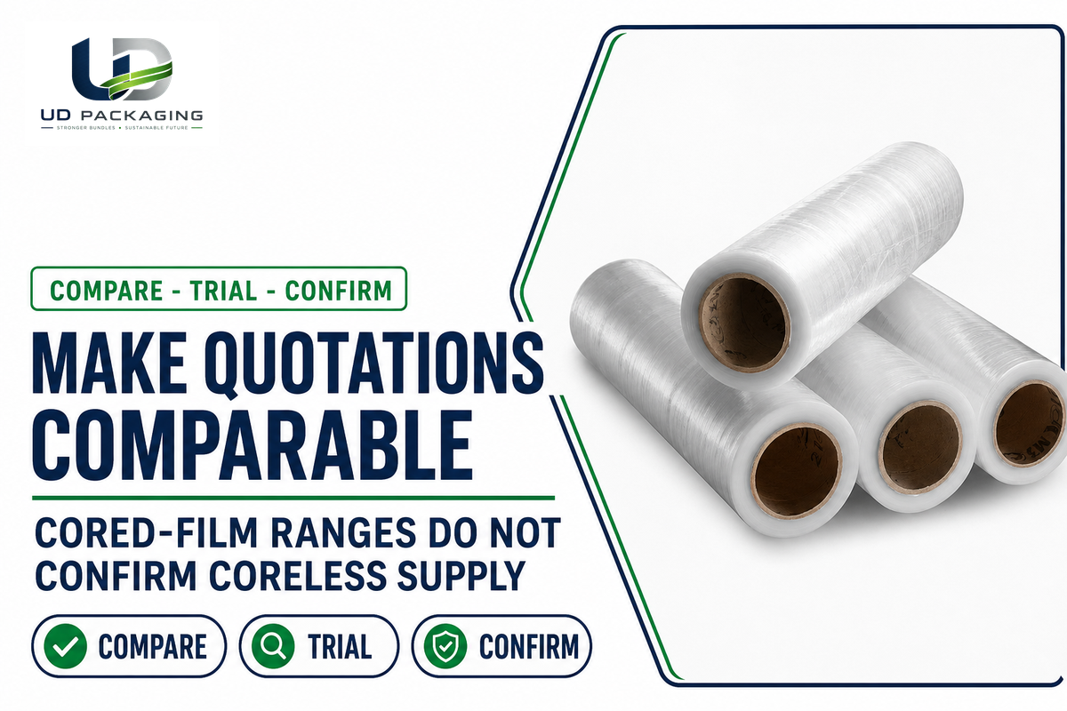 UD public cored-film enquiry ranges do not confirm a coreless offer, dispenser match or in-house manufacture.