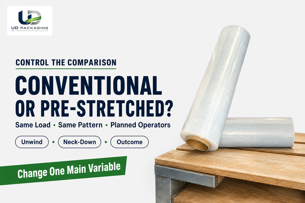 Conventional and pre-stretched hand film need the same load, pattern and acceptance criteria