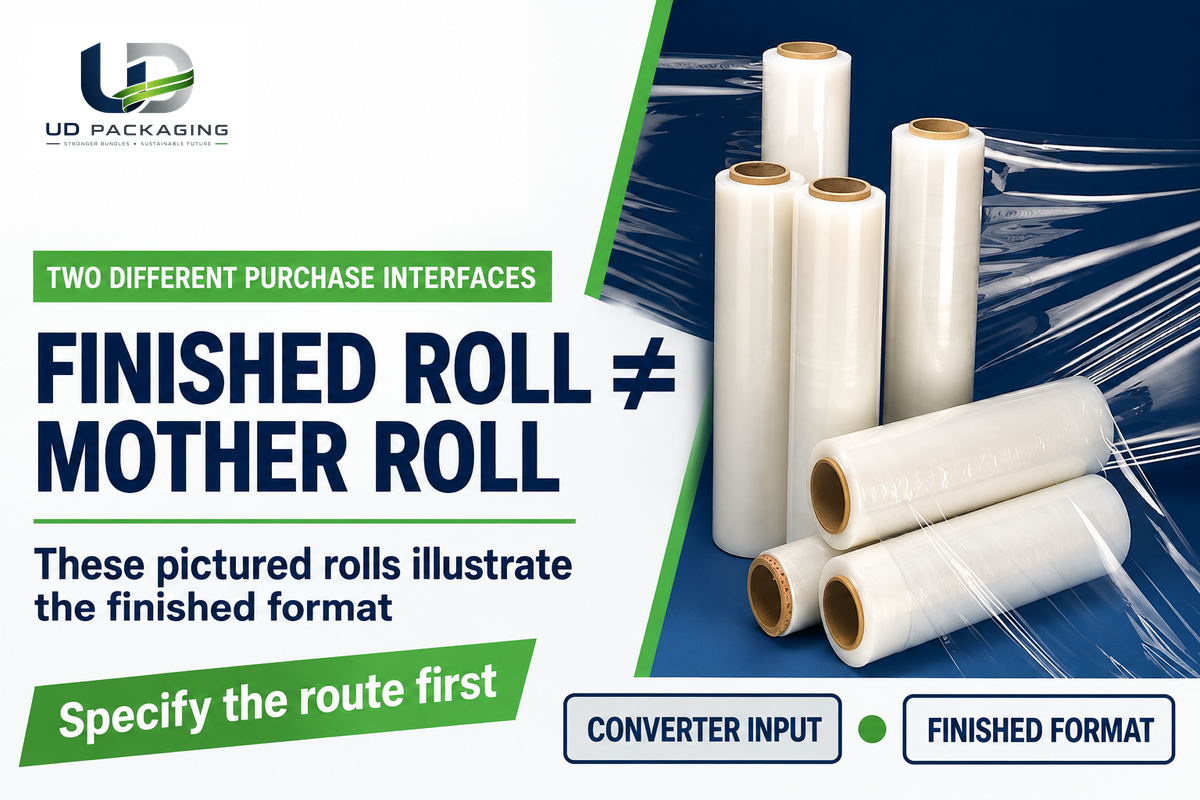 UD Packaging finished rolls show why converter input and finished stock need separate purchasing specifications.