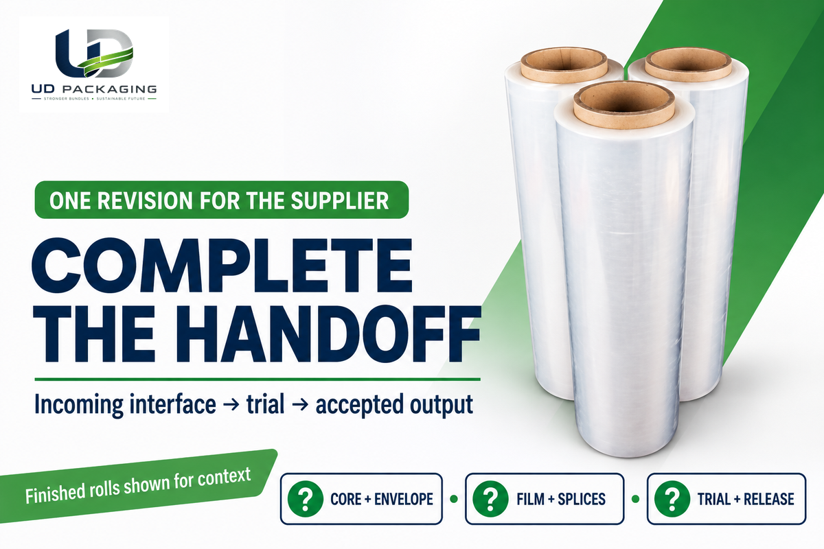 UD Packaging finished rolls illustrate output context; agree incoming mother-roll dimensions and trial terms separately.