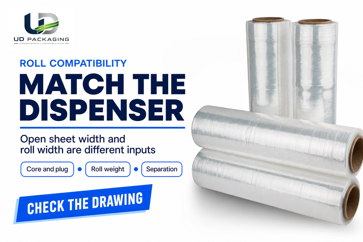 Roll width, core and plug, weight and separation must match the dispenser; film clarity alone is not a specification.