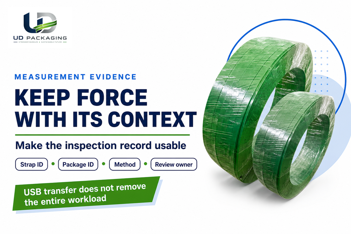 Keep force linked to strap, package, method and review owner; storage alone does not establish release evidence.