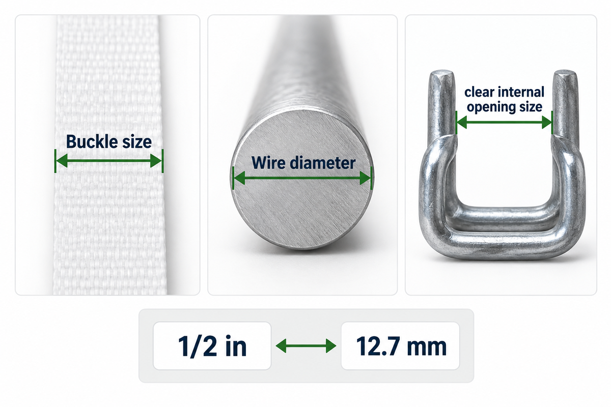 Separate nominal band width, wire thickness and opening, while keeping exact conversion distinct from product tolerance.