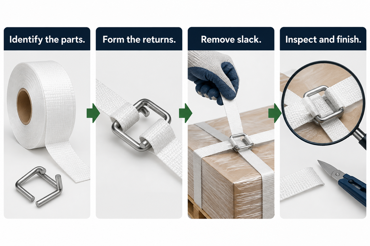 Show the complete four-stage identification-to-inspection sequence without merging different buckle geometries.