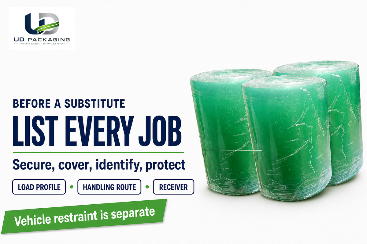 Film rolls illustrate the baseline jobs to document before choosing another pallet-wrap system.