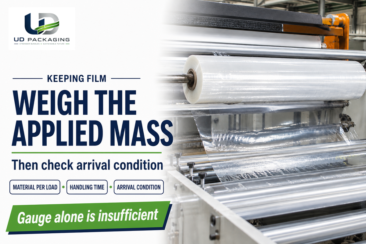 Film roll and web illustrate weighing applied material against accepted-load condition.